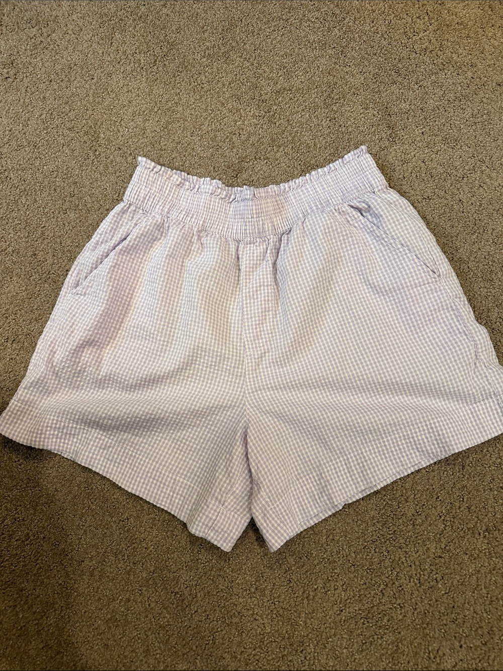 aerie Lavender Seersucker Flat-Front Women’s Shorts